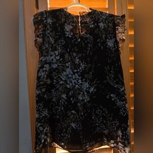 White House Black Market Black Floral Blouse